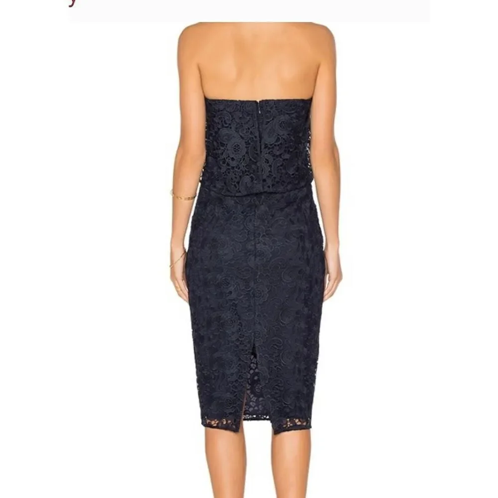 Likely Driggs Navy Blue Lace Dress Midi size 0